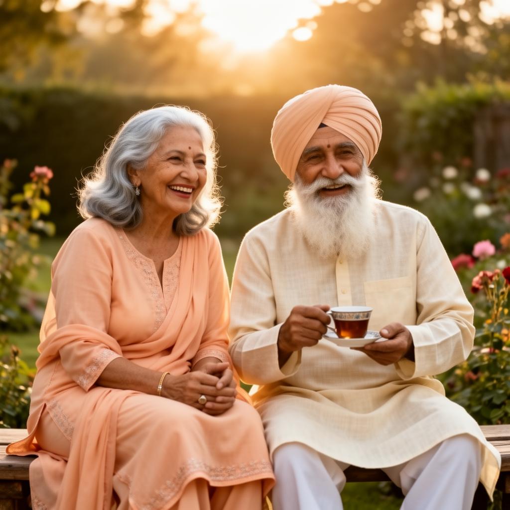 Punjabi parents enjoying tea, supported by Nri.Estate's parent care